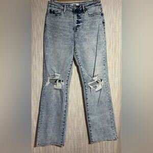Women's Straight Leg Jeans - Light Blue